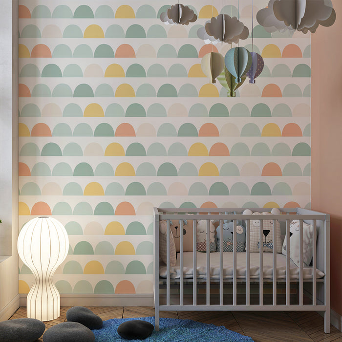 Lastenhuoneen tapetti | Puoliympyräinen pastellikuvio