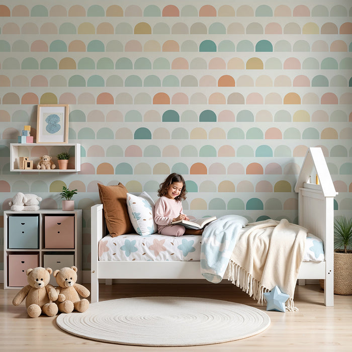 Babykamer behang | Pastel regenboog