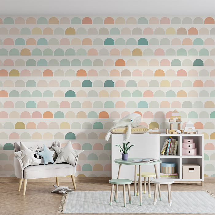 Babykamer behang | Pastel regenboog