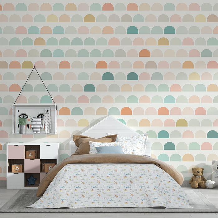 Babykamer behang | Pastel regenboog