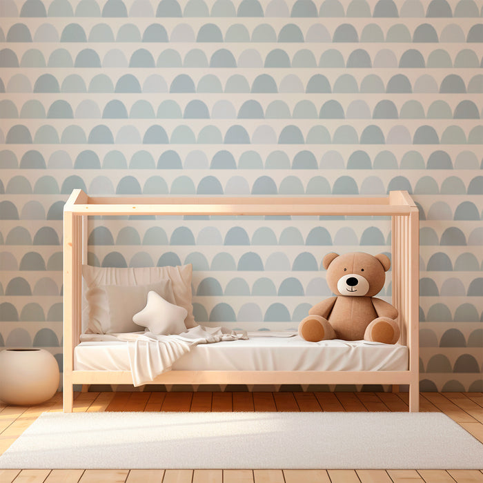 Carta da parati bambini | Motivi ondulati blu pastello