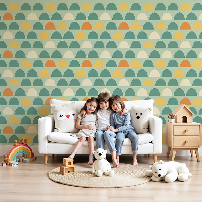 Kinderkamer behang | Patroon pastel bogen