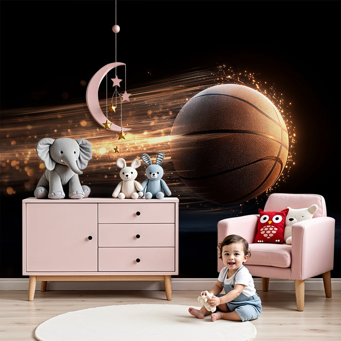 Papier peint chambre enfant | Ballon de basket dynamique