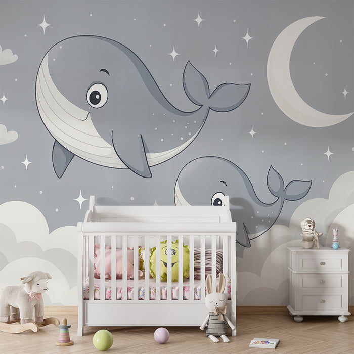 Papel de parede quarto bebê | Ονειρεμένοι φάλαινες και αστερόσκονη