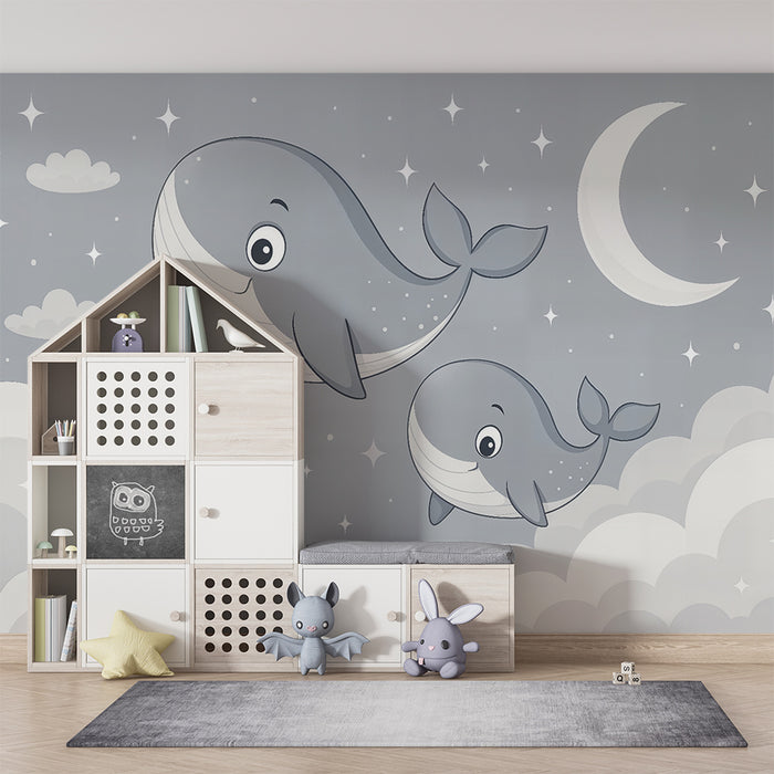 Papel de parede quarto bebê | Ονειρεμένοι φάλαινες και αστερόσκονη