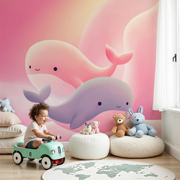 Beebitoapapüür – Rõõmsad vaalad roosa taustal