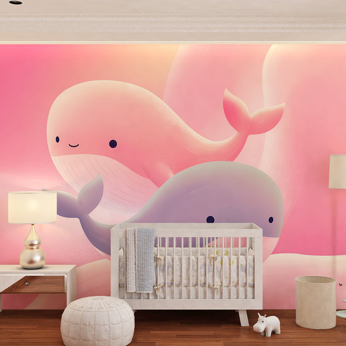 Beebitoapapüür – Rõõmsad vaalad roosa taustal