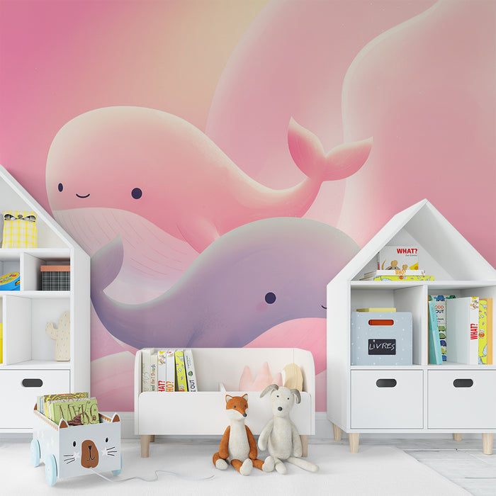 Beebitoapapüür – Rõõmsad vaalad roosa taustal