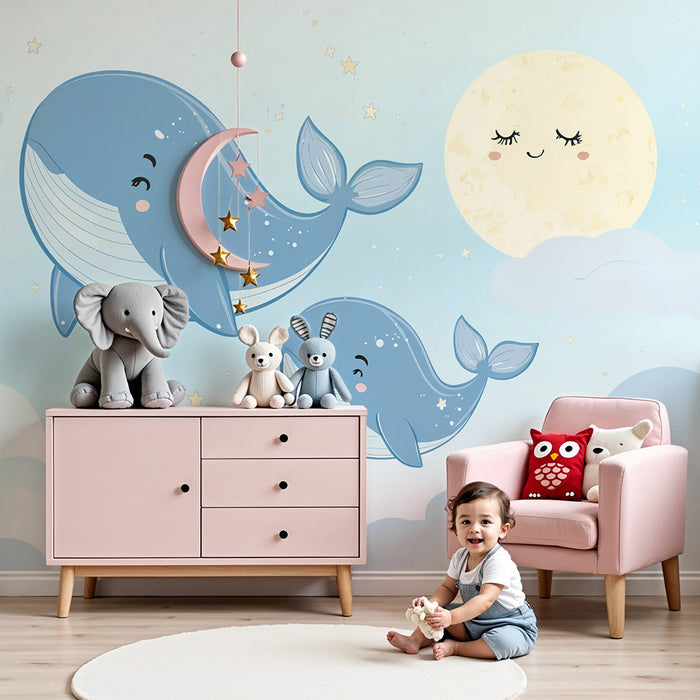 Tapet barnerom | Hvaler og stjernehimmel