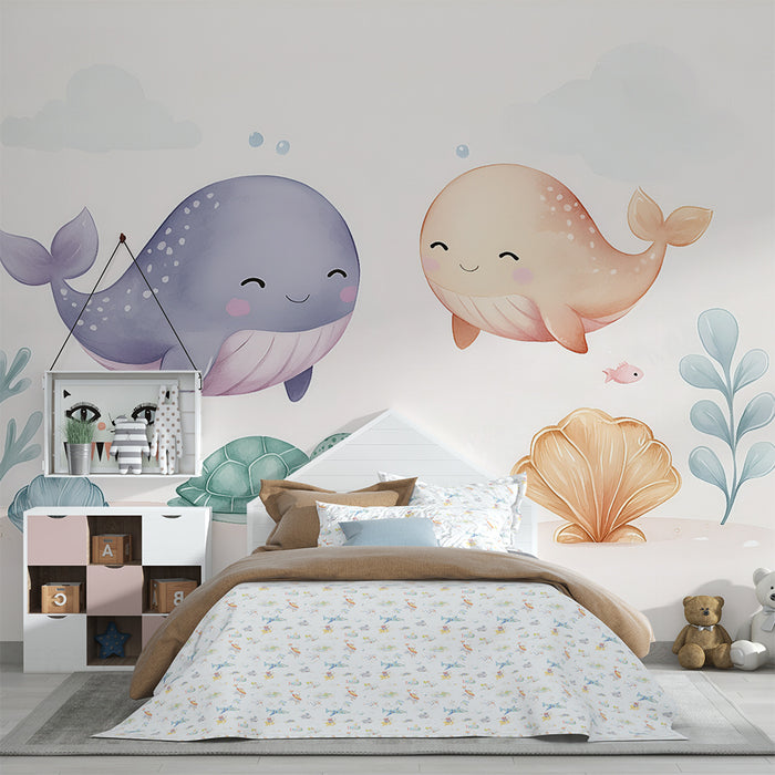 Barntapet | Glada valar och havssköldpadda