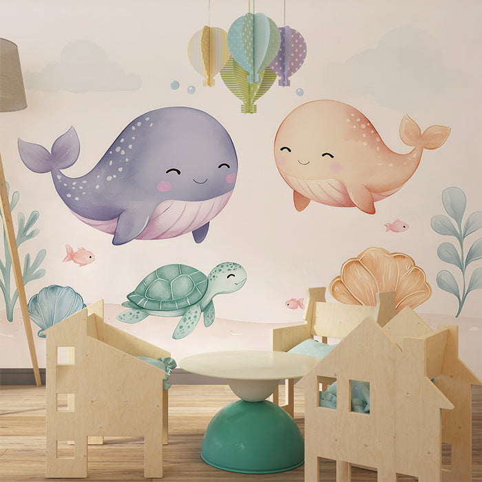 Barntapet | Glada valar och havssköldpadda