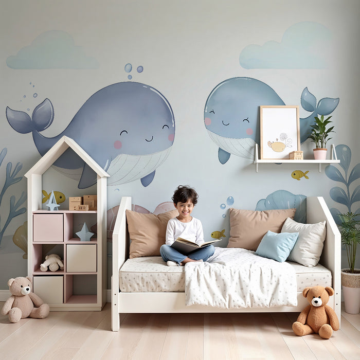 Barntapet | Glada valar och sköldpaddor under havet