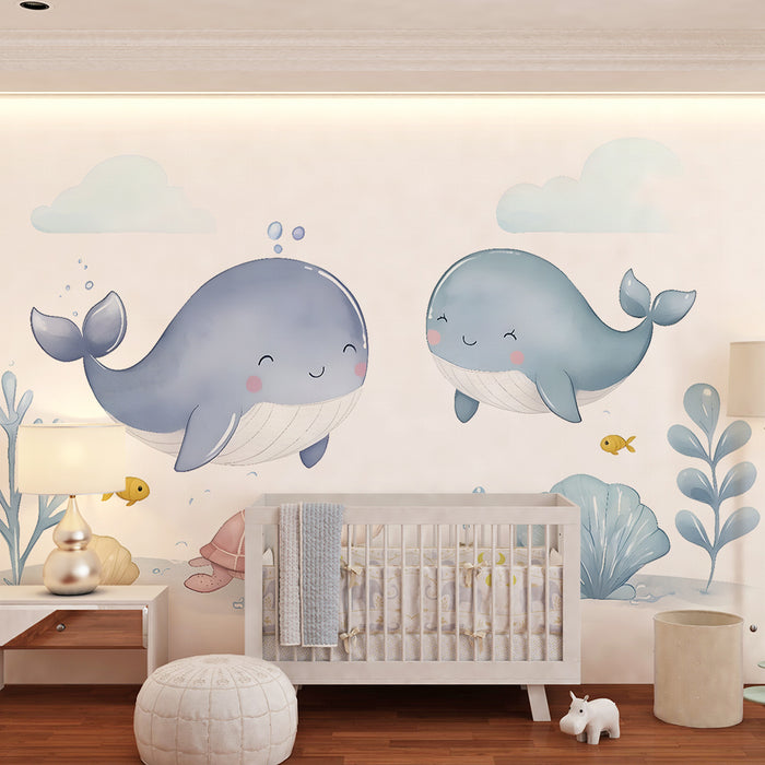 Barntapet | Glada valar och sköldpaddor under havet