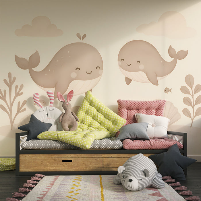 Barntapet | Valar och havssköldpadda i beige