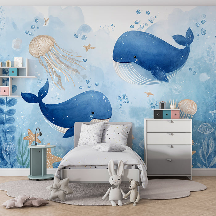 Paberitapet ookean | Vaalad ja meduusid vesivärvidega