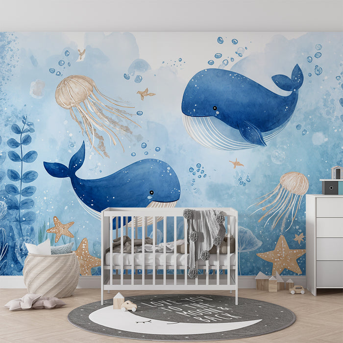 Paberitapet ookean | Vaalad ja meduusid vesivärvidega