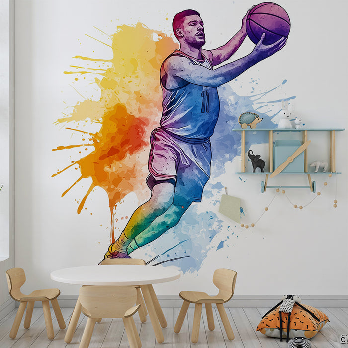 Papel de parede criança | Динамична баскетболна тапета и цветни пръски