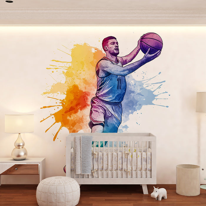 Papel de parede criança | Динамична баскетболна тапета и цветни пръски