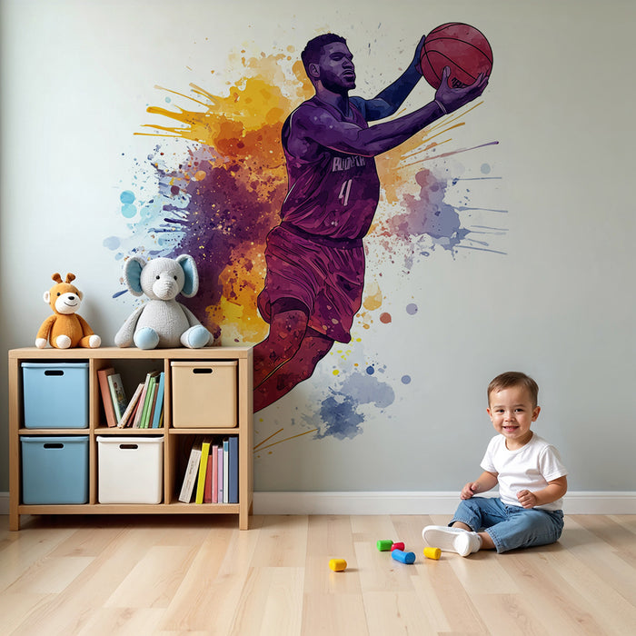 Papier de parede dječje sobe | Šareni košarkaš u akciji