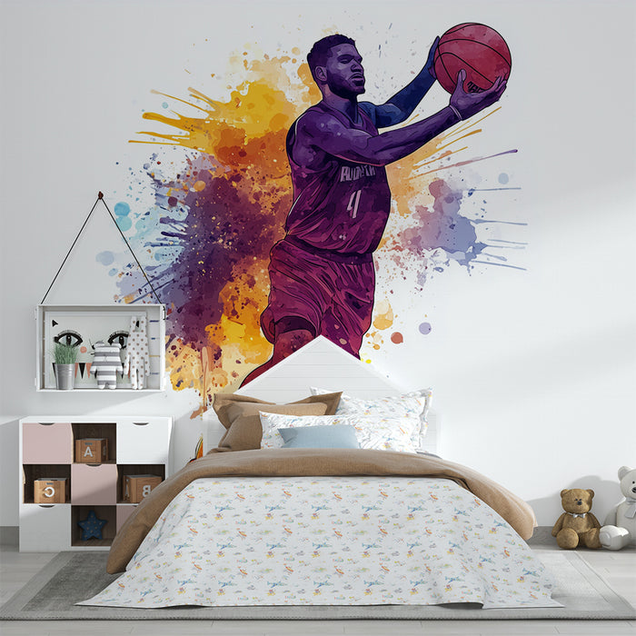 Papier de parede dječje sobe | Šareni košarkaš u akciji