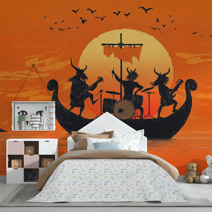 Papel pintado infantil | Concierto vikingo al atardecer