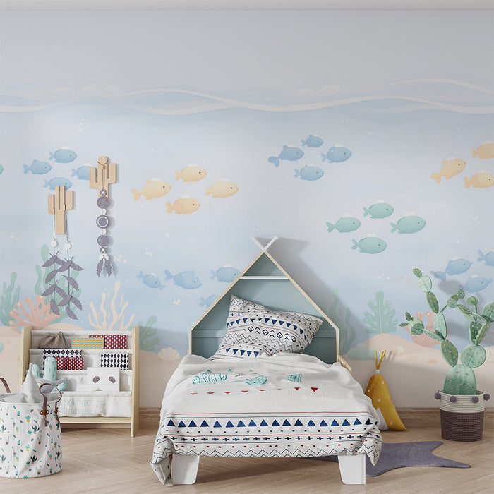 Barnrumspapper | Pastellhav och färgglada fiskar