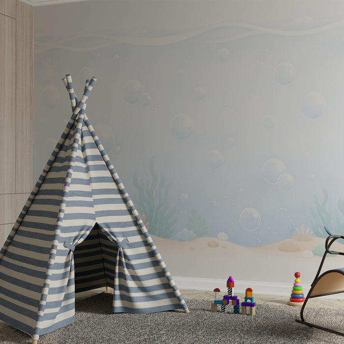Papier peint chambre bébé | Océan pastel et bulles