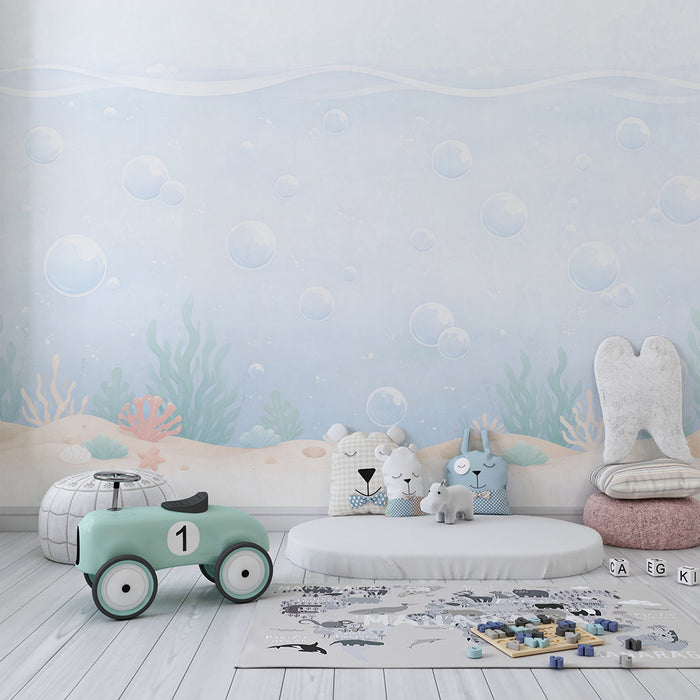 Papier peint chambre bébé | Océan pastel et bulles