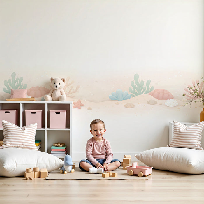 Papier peint chambre bébé | Fond marin pastel