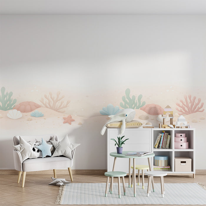 Papier peint chambre bébé | Fond marin pastel