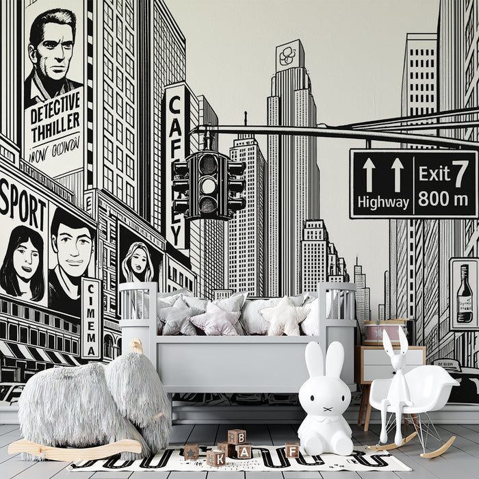 Barntapet | Livlig stad och lysande skyltar