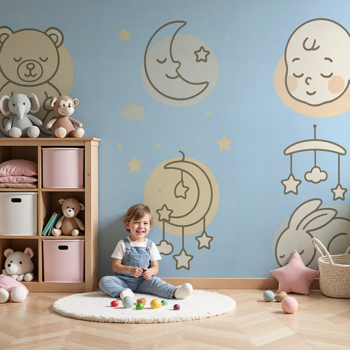 Lastenhuoneen tapetti | Lempeitä unia nalleilla ja kuilla