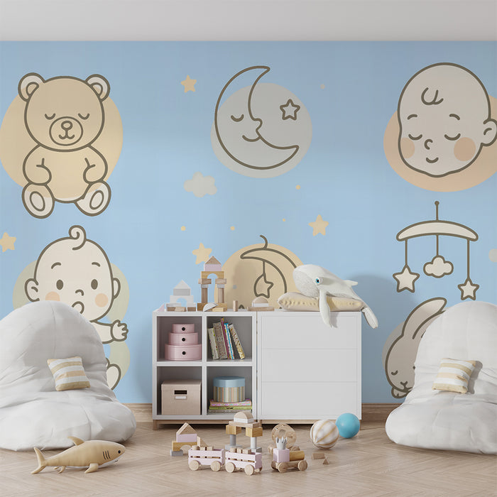 Lastenhuoneen tapetti | Lempeitä unia nalleilla ja kuilla