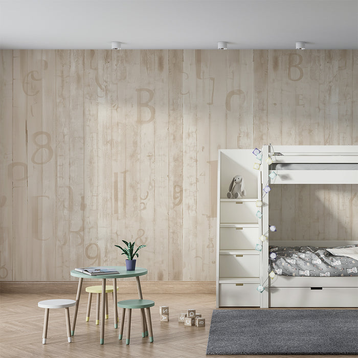 Χαρτί τοίχου παιδικό δωμάτιο | Αριθμοί και γράμματα βιντάζ