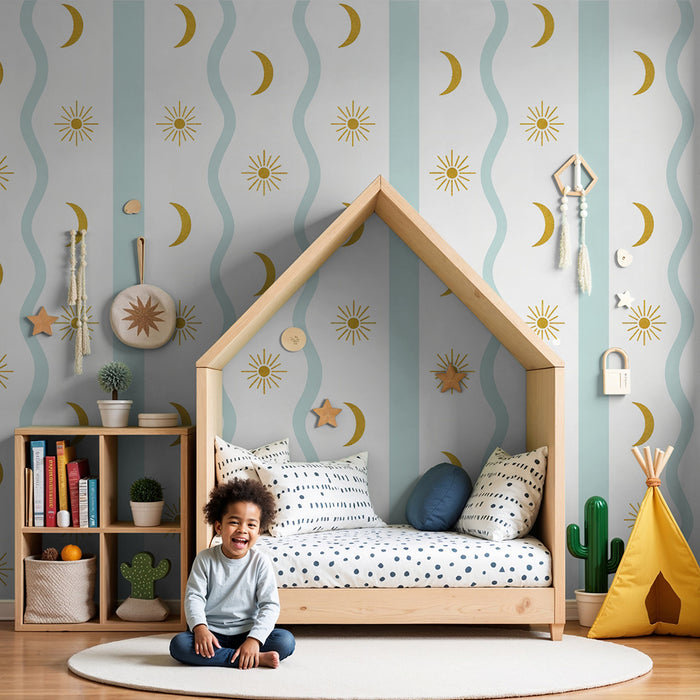 Nursery room wallpaper | Mondays and golden suns