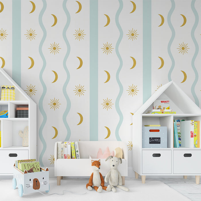 Nursery room wallpaper | Mondays and golden suns