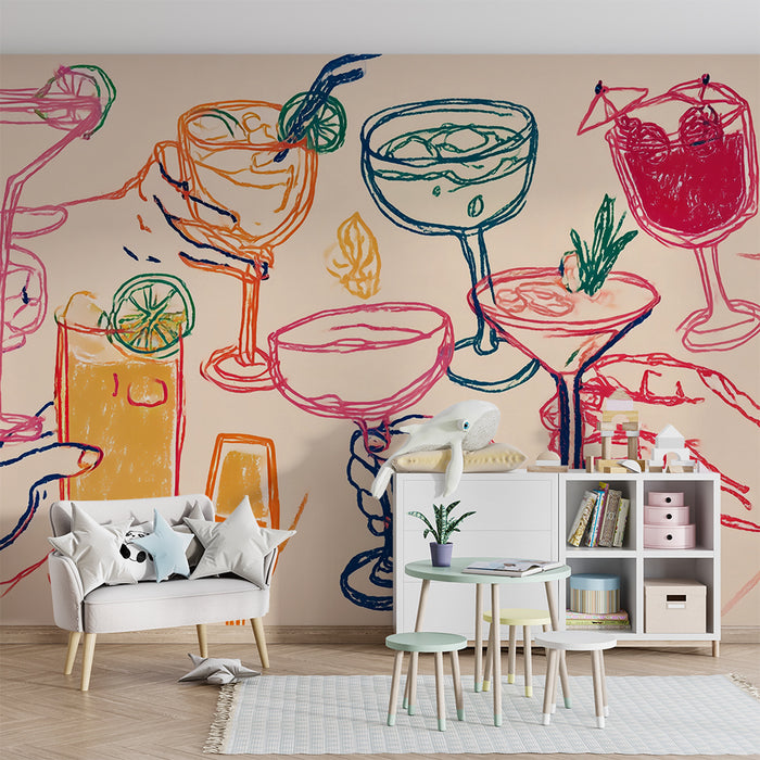 Papel de parede criança | Festas coloridas e coquetéis divertidos