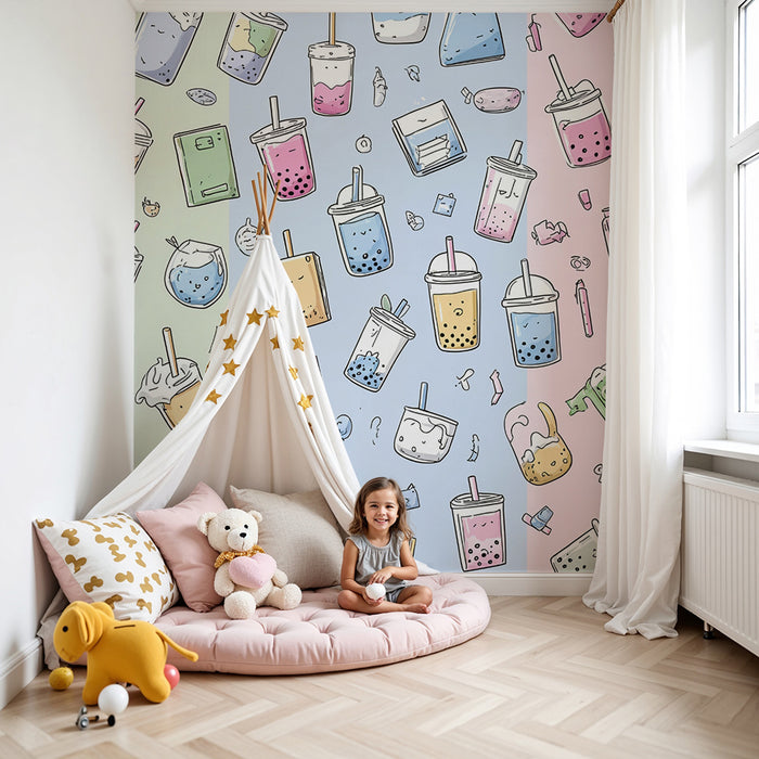 Tapeta nápoje kawaii | Barevný a hravý design