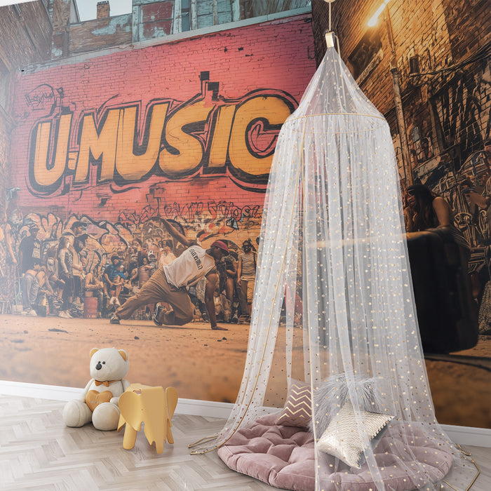 Papel pintado infantil | Graffiti urbano vibrante