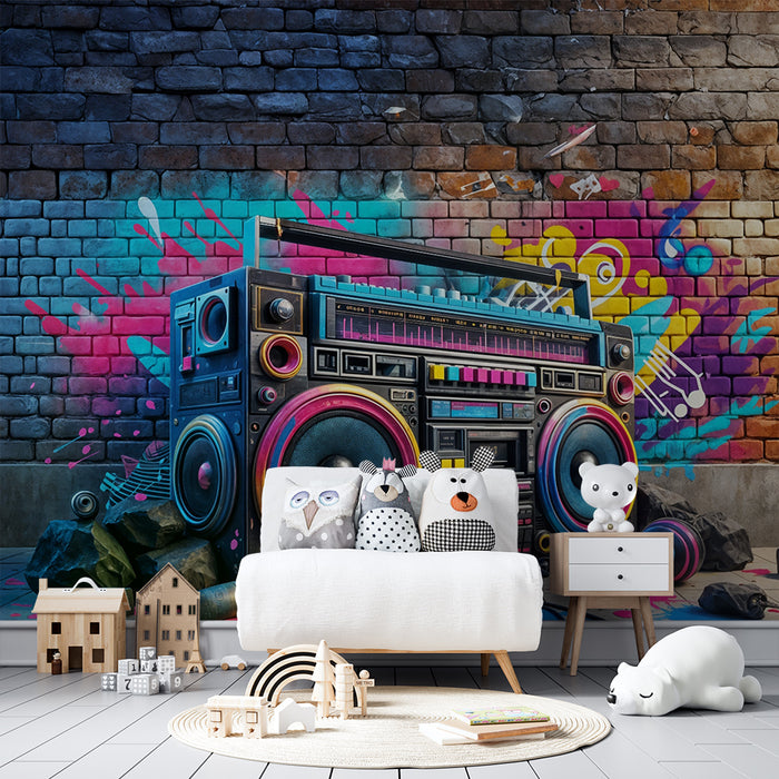 Papier peint Graffiti Boombox | Ambiance Urbaine et Colorée