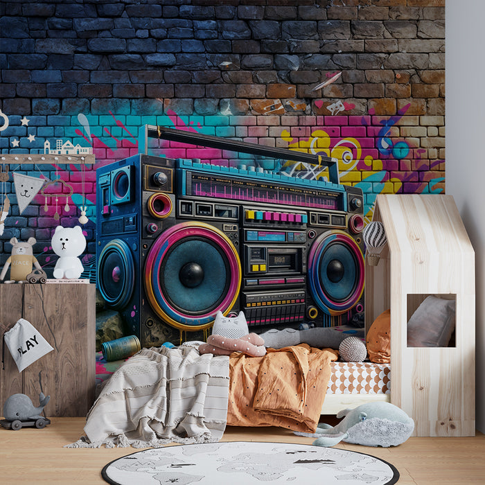 Papier peint Graffiti Boombox | Ambiance Urbaine et Colorée