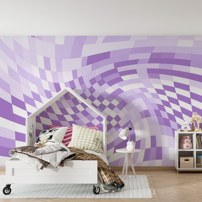 Kids room wallpaper | Wave pattern in purple and white