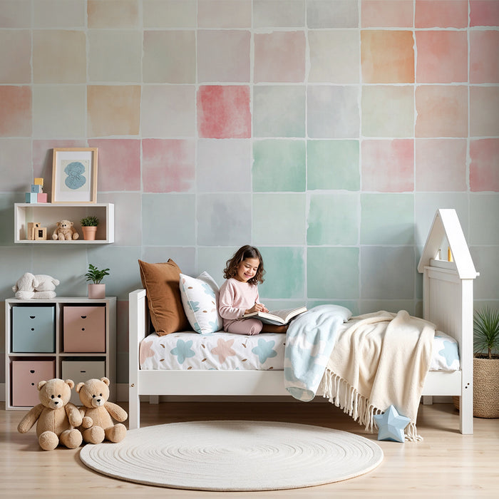 Carta da parati bambini | Mosaico acquerello pastello