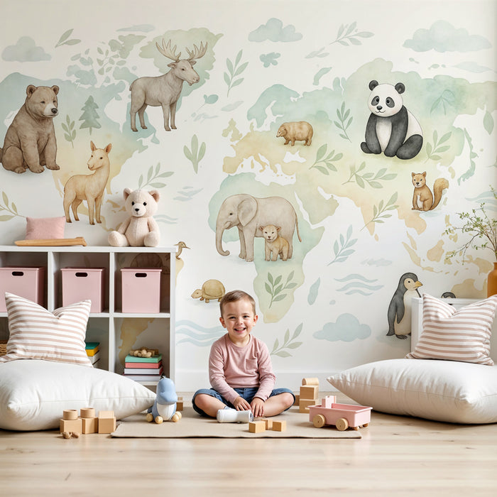 Tapet cu carte animală | Decorațiune murală educativă