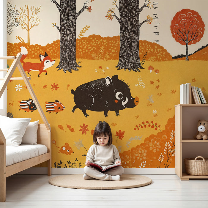 Lesná tapeta s kúzelným lesom | Zvieratá a jesenná krajina