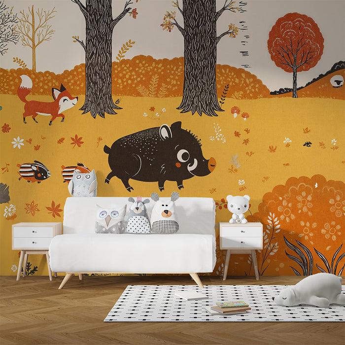 Lesná tapeta s kúzelným lesom | Zvieratá a jesenná krajina