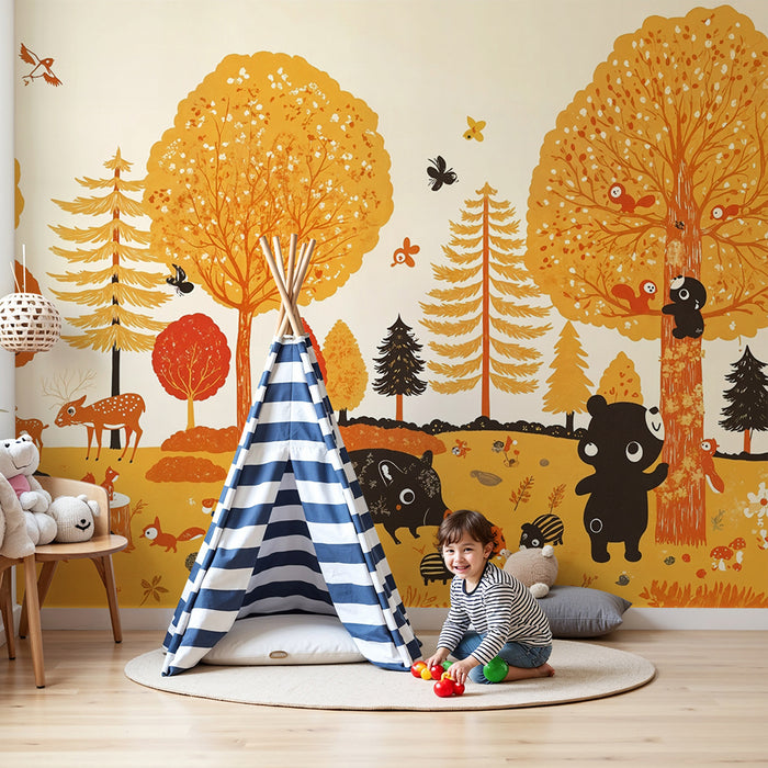 Barntapet förtrollad skog | Väggdekoration för barn