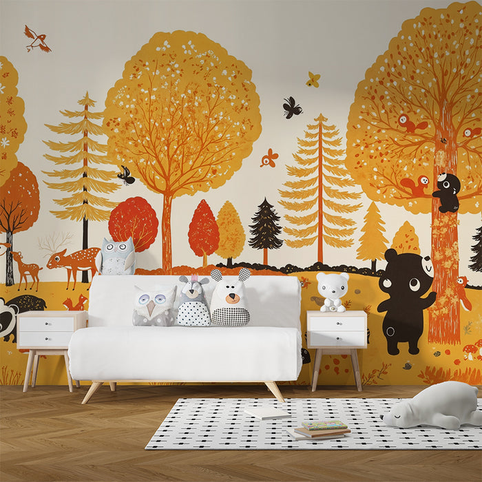 Barntapet förtrollad skog | Väggdekoration för barn