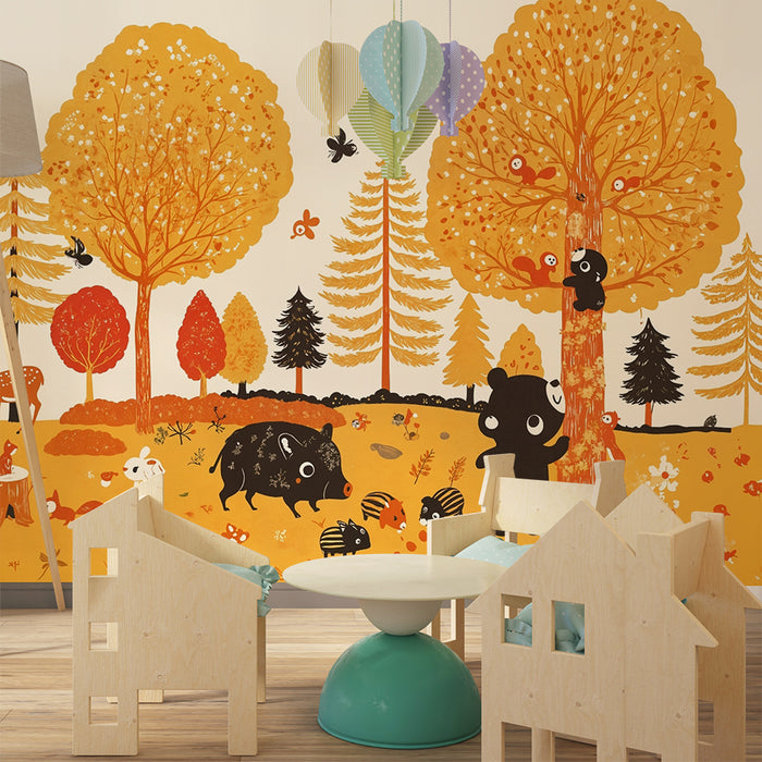 Barntapet förtrollad skog | Väggdekoration för barn
