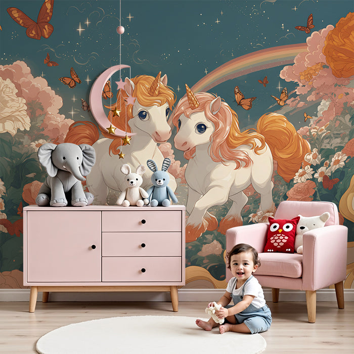 Papel de parede criança | Магически единорози и весели пеперуди